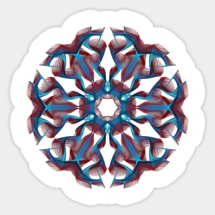 Red And Blue Feather Mandala Sticker